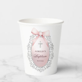 Silver Glitter Ram Rosa Bow Baptism