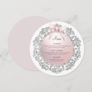 Silver Glitter Ram Rosa Bow-rundan Meny
