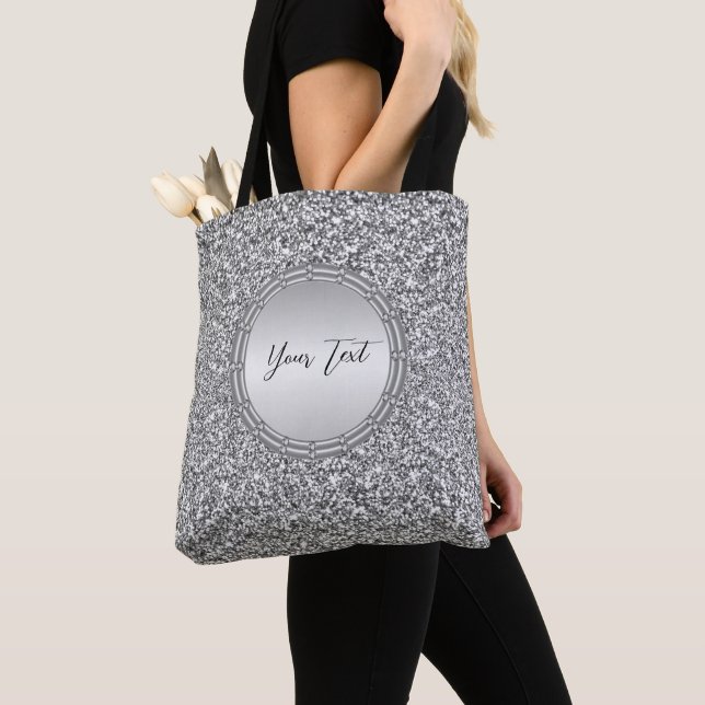 Silver Glitter Ram Totebag Tygkasse (Närbild)