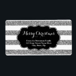 Silver Glitter Rand, juladress Fraktsedel<br><div class="desc">Julens adressetiketter i silver glitter ger rand mönster svartvitt,  perfekten som tillägg till dina julkort. Observera att glitter endast har fotoeffekt.</div>