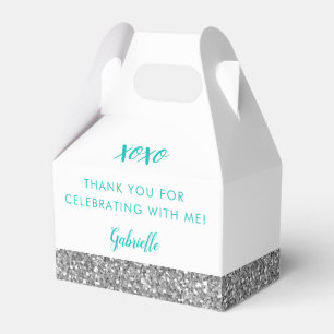 Silver Glitter Rand och Turquise Blue Modern Presentaskar