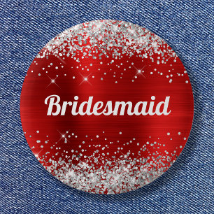 Silver Glitter Red Foil Bridesmaid Knapp