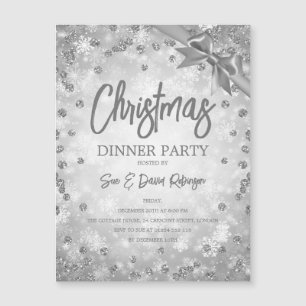 Silver Glitter Ribbon-julen Helgdag Inbjudan