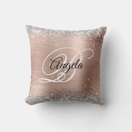 Silver Glitter Ro Gold Foil Finare Monogram Kudde