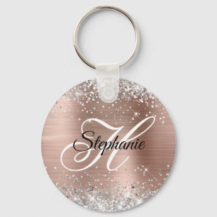Silver Glitter Ro Gold Foil Finare Monogram Nyckelring