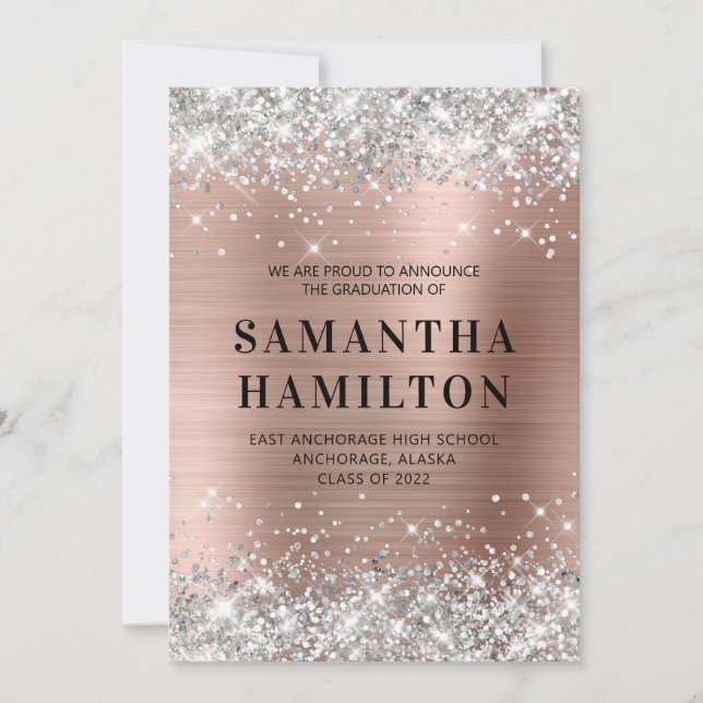 Silver Glitter Ro Guld Ombre Foil Studenten Meddelande (Framsida)