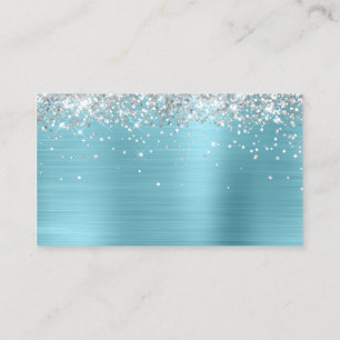 Silver Glitter Robin Egg Blue Foil Blank Placeringskort