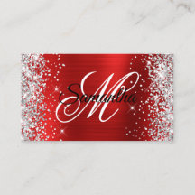 Silver Glitter Röd Folie Fancy Monogram