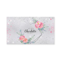 Silver glitter rosa blommigtar utgör hårskönhet