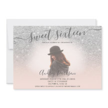 Silver glitter  rosa chic Söt 16 foto