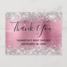 Silver Glitter Rosa Folie Baby Shower Tack Kort