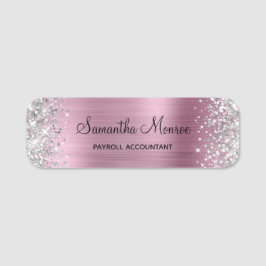Silver Glitter Rosa Folie Namntitel Namnbricka