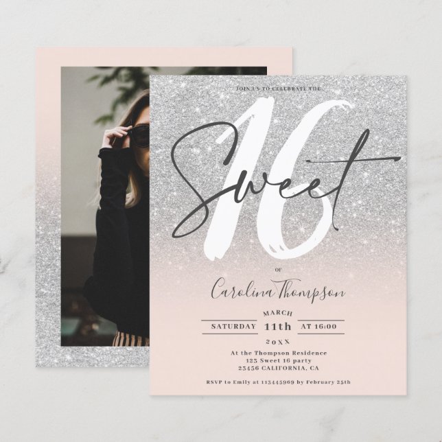 Silver glitter rosa fotobudget Sverige 16 (Fram/baksida)