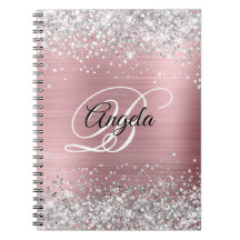 Silver Glitter Rosa Metallisk Fin Monogram