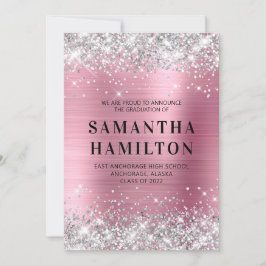Silver Glitter Rosa  Ombre Foil Studenten Meddelande