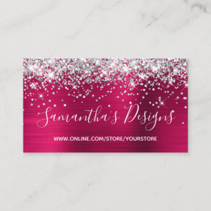 Silver Glitter Rosa Vin Foil Online Store Visitkort