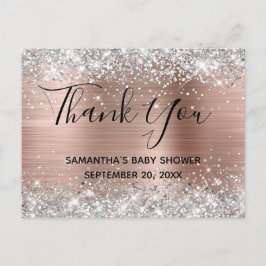 Silver Glitter Rose Gold Baby Shower Tacks För All Vykort