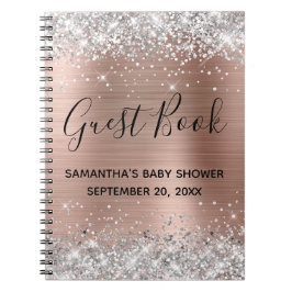 Silver Glitter Rose Gold Barnrums Gästbok Anteckningsbok