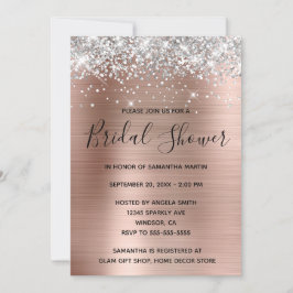 Silver Glitter Rose Gold Folie Bröllopsdusch Inbjudningar