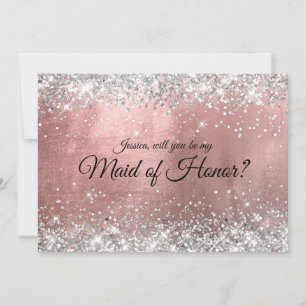 Silver Glitter Rose Gold Folie Brudtärna Inbjudningar