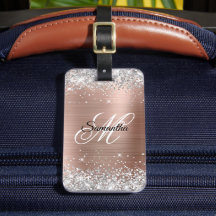 Silver Glitter Rose Gold Folie Fancy Monogram
