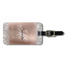 Silver Glitter Rose Gold Folie Fancy Monogram