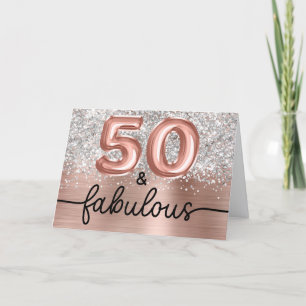 Silver Glitter Rose Gold Glam 50 och Fantastisk Kort