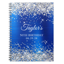 Silver Glitter Royal Blå Folie 50-årsfirande Gästb