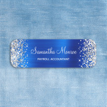Silver Glitter Royal Blå Folie Namn Titel