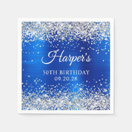 Silver Glitter Royal Blue Foil 30års födelsedag Pappersservett