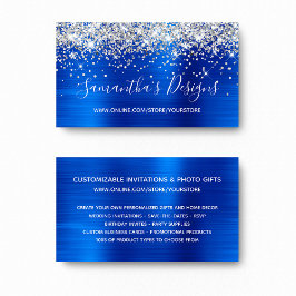 Silver Glitter Royal Blue Folie Webbutik Visitkort