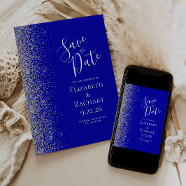 Silver Glitter Royal Blue Spara Datumet Meddelande