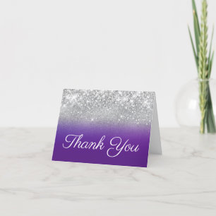 Silver Glitter Royal Purple Ombre Overlay Tack Kort