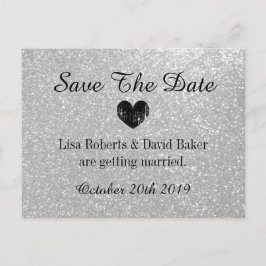 Silver glitter Save the date bröllopskort Meddelande Vykort