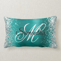 Silver Glitter Shiny Aqua Teal Foil Finare Monogra
