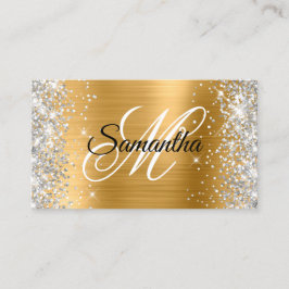 Silver Glitter Shiny Gold Foil Finare Monogram Visitkort
