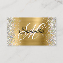 Silver Glitter Shiny Guld Folie Fancy Monogram
