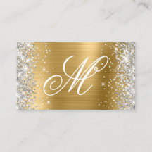 Silver Glitter Shiny Guld Folie Snygg Monogram