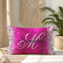 Silver Glitter Shiny Het Rosa Folie Fancy Monogram