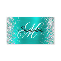 Silver Glitter Shiny Turkos Folie Fancy Monogram