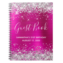 Silver Glitter Shock rosa 21:a födelsedagsboken Anteckningsbok