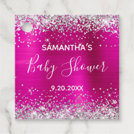 Silver Glitter Shock rosa Foil Baby Gåvor Etiketter