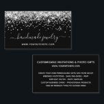 Silver Glitter Signature Style Online Store Black Visitkort<br><div class="desc">Modern girly glam design for her small business with an online store. Faux sparkly silver glitter against solid black set with the options in the system. You can customize the modern elegant calligraphy with signature style swash flourish or all-caps font white color, size and style. Business card geared for online...</div>