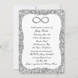 Silver Glitter Silver Oändlig Bröllopsdusch Inbjudningar