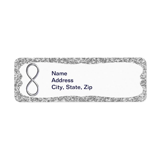 Silver Glitter Silver Ofinity Adressetiketter Returadress Etikett (Framsidan)