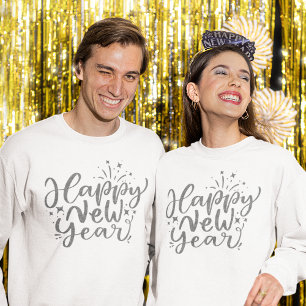 Silver Glitter Skript Gott nytt år T Shirt