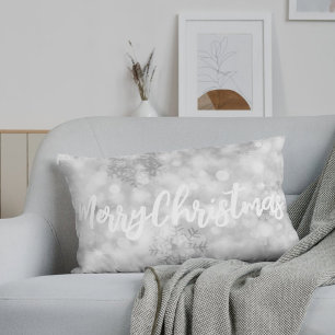 Silver Glitter Snö Personlig Ländryggskudde Lumbarkudde