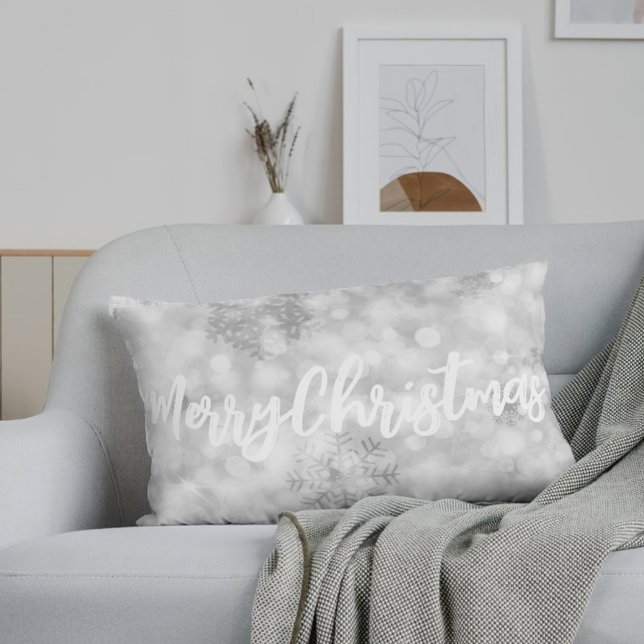 Silver Glitter Snö Personlig Lumbar Pillow Lumbarkudde (Skapare uppladdad)