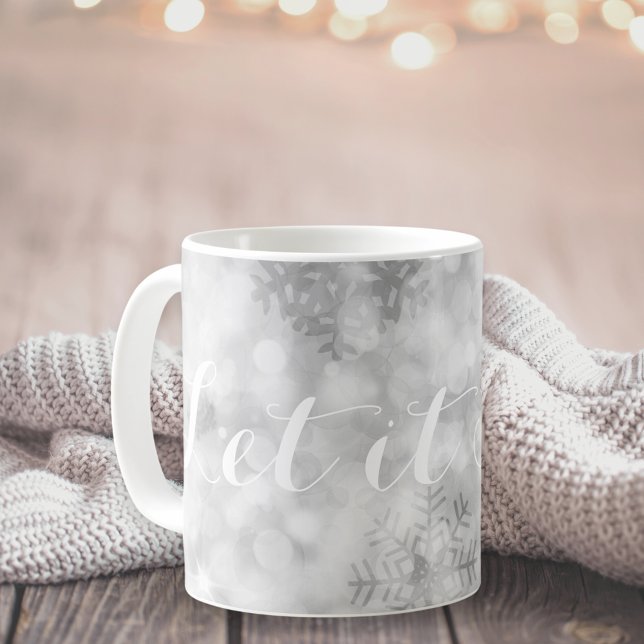 Silver Glitter Snöflingor Festive Kaffemugg (Skapare uppladdad)
