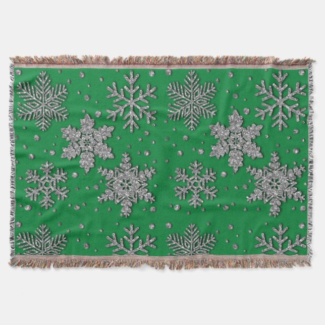 Silver glitter snöflingor filt (Framsidan)